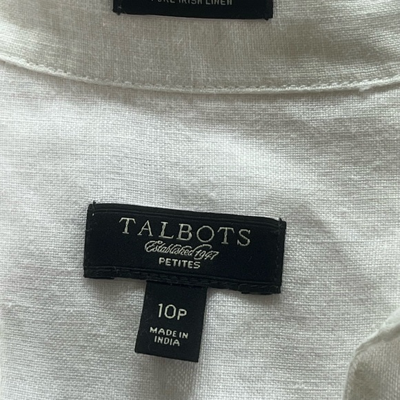 Talbots Petites 100% Pure Irish Linen White Blouse Top Buttondown Size 10p - Picture 3 of 16